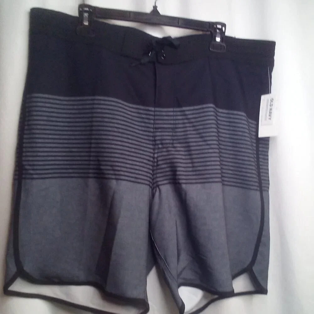 Old Navy Swim Trunks Shorts 40 Men UPF 40 Pocket Black Gray